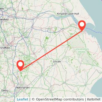 Mansfield Grimsby train map
