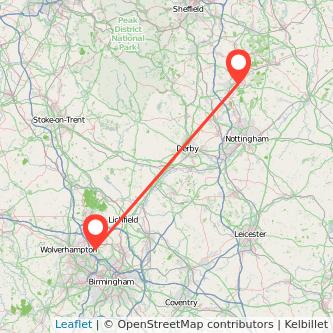 Mansfield Walsall train map