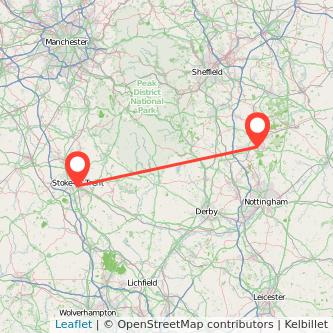 Mansfield Stoke-on-Trent train map