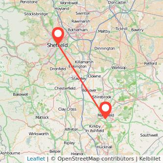 Mansfield Sheffield train map