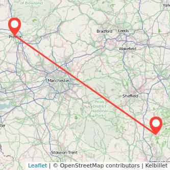 Mansfield Preston bus map