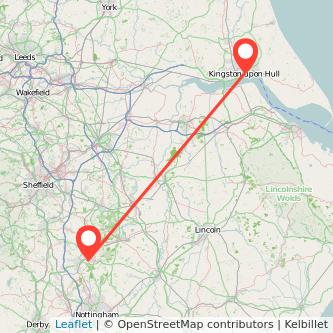 Mansfield Hull bus map