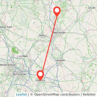 Mansfield Coventry train map