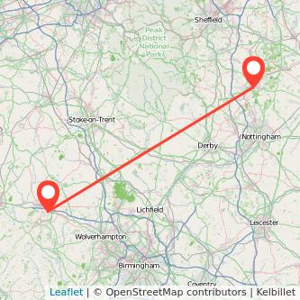 Mansfield Telford train map