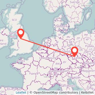 Manchester Prague train map