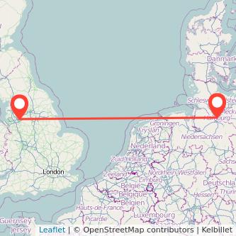 Manchester Hamburg flight map