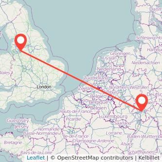 Manchester Frankfurt flight map