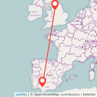 Manchester Seville flight map