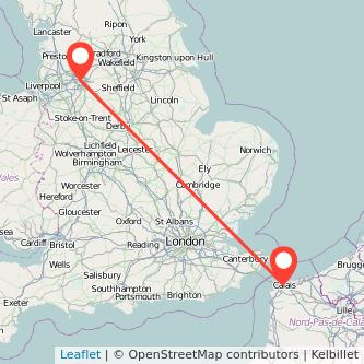 Manchester Calais train map