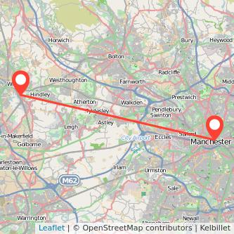 Manchester Wigan train map