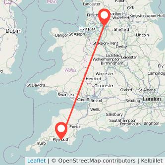 Manchester Plymouth bus map