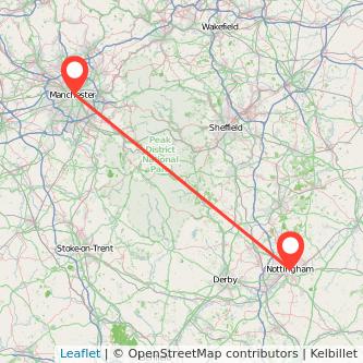 Manchester Nottingham train map