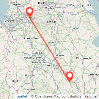 Manchester Milton Keynes bus map