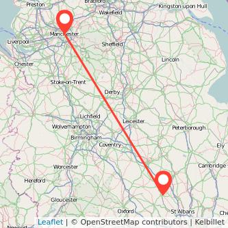 Manchester Leighton Buzzard bus map