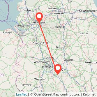 Manchester Leamington train map