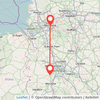 Manchester Kidderminster bus map