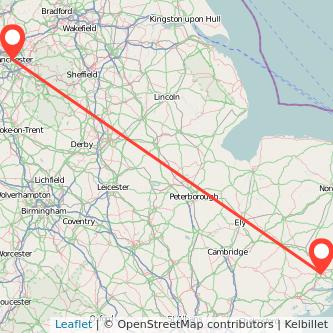 Manchester Ipswich train map