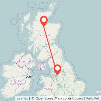 Manchester Inverness train map