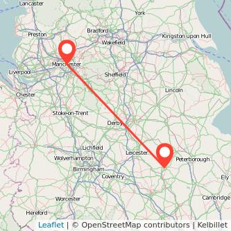 Manchester Corby train map