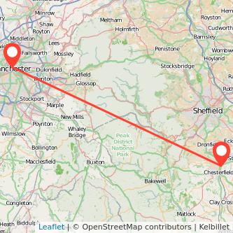 Manchester Chesterfield train map