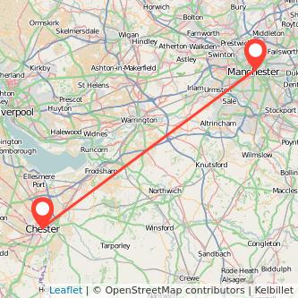 Manchester Chester bus map