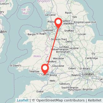 Manchester Cardiff bus map