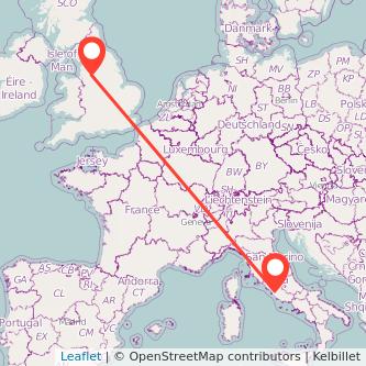 Manchester Rome flight map
