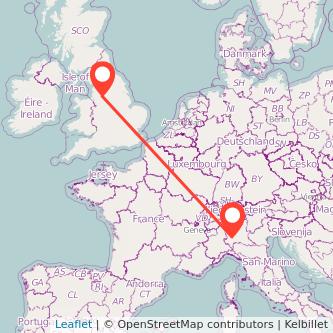 Manchester Milan flight map