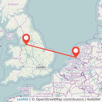 Manchester Amsterdam train map