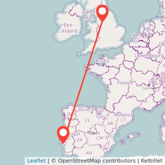 Manchester Lisbon flight map