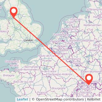 Manchester Zurich train map