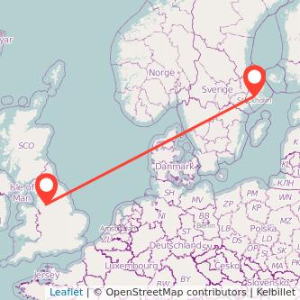 Manchester Stockholm flight map