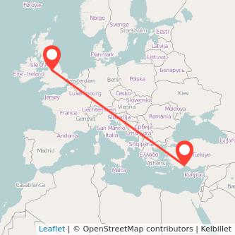 Manchester Antalya flight map