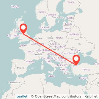 Manchester Istanbul flight map