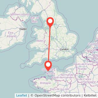 Manchester Guernsey flight map