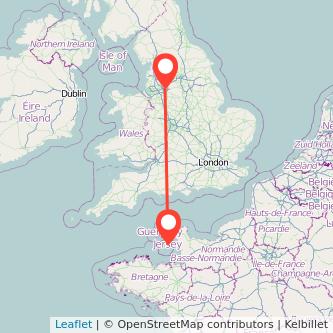 Manchester Jersey flight map