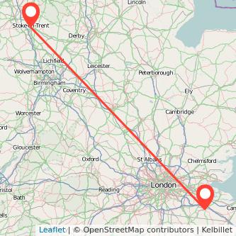 Maidstone Stoke-on-Trent bus map