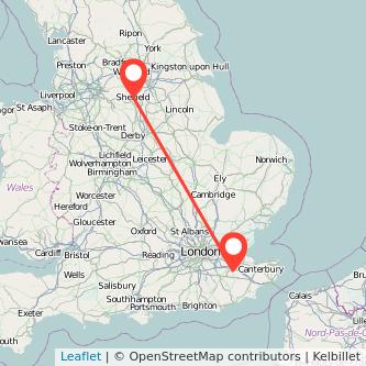 Maidstone Sheffield train map