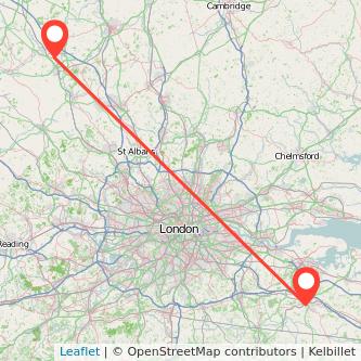 Maidstone Milton Keynes bus map