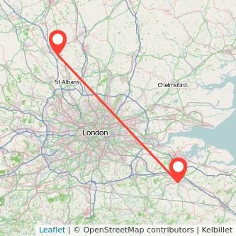 Maidstone Luton train map