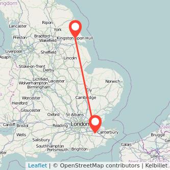 Maidstone Hull train map