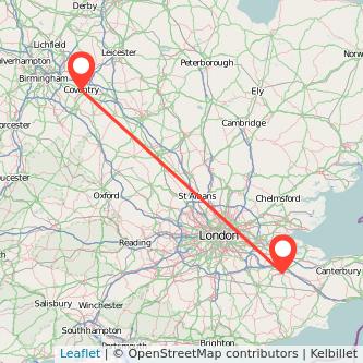 Maidstone Coventry train map