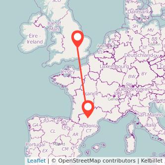 Luton Toulouse train map