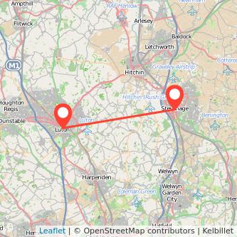 Luton Stevenage train map