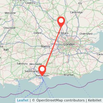 Luton Portsmouth bus map