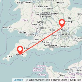 Luton Plymouth train map