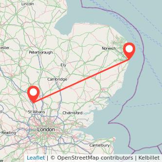 Luton Lowestoft bus map