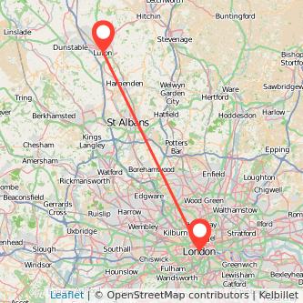 Luton London bus map