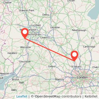 Luton Kidderminster train map