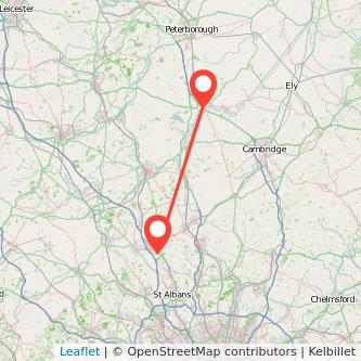 Luton Huntingdon train map